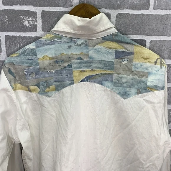 Levi's White Western Dessert Cactus Vintage Button Long Sleeve Shirt Size Medium - Picture 8 of 10